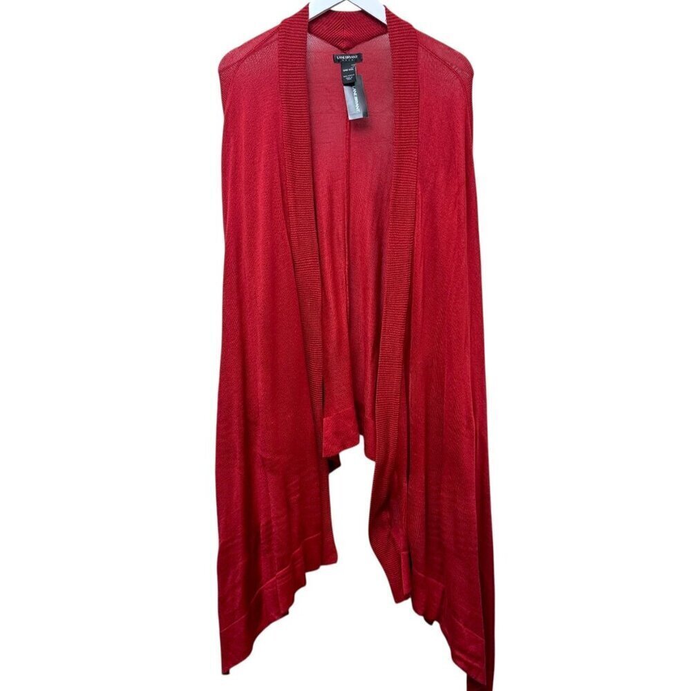 Lane Bryant Sweater Shawl Red Cape One Size Holiday Christmas Cardigan Top
